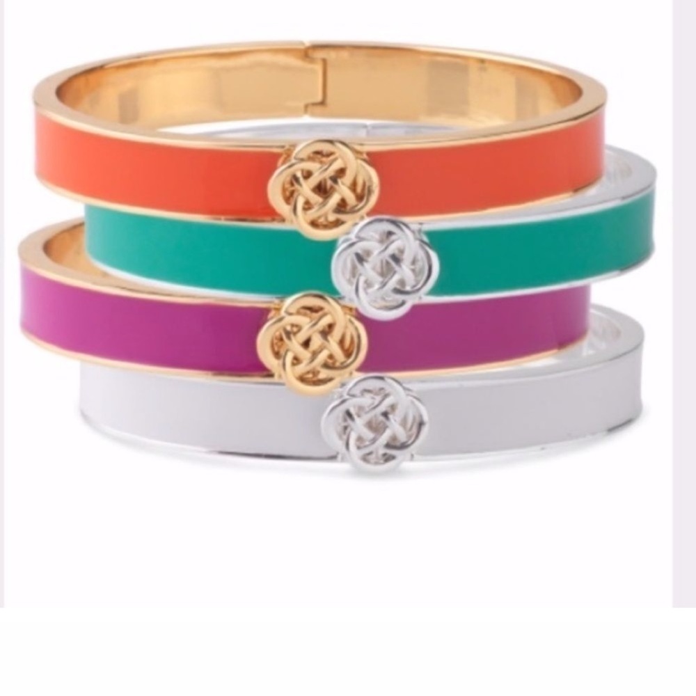 STELLA & DOT ENAMEL HINGED LINDSAY BANGLE BRACELET - Picture 9 of 9